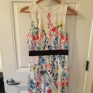 White flowered sheath dress